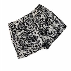 Black and White Skort Linen Cotton Blend Faux Wrap Abstract Fun Tropical FB18